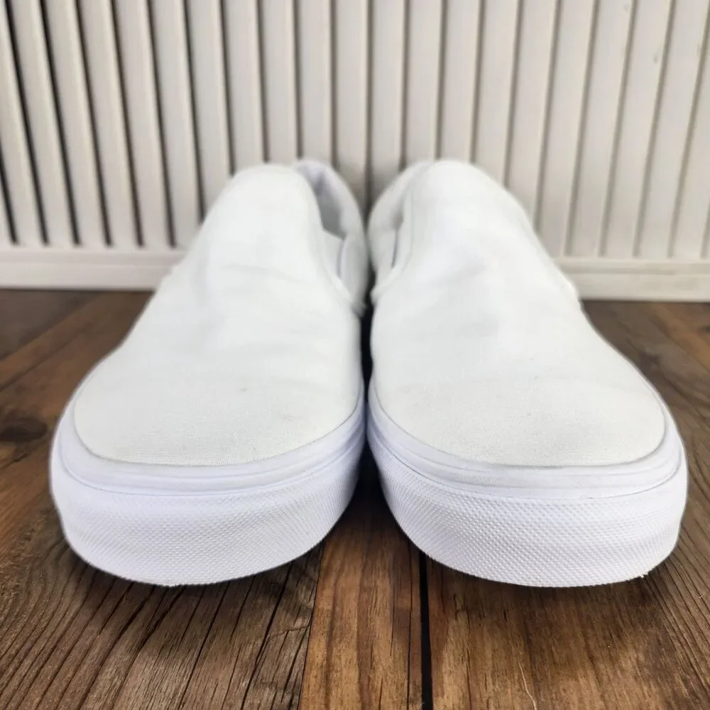 Vans Classic Slip-On Mens Size 11.5 True White Canvas Chic Skater Loafers Shoes